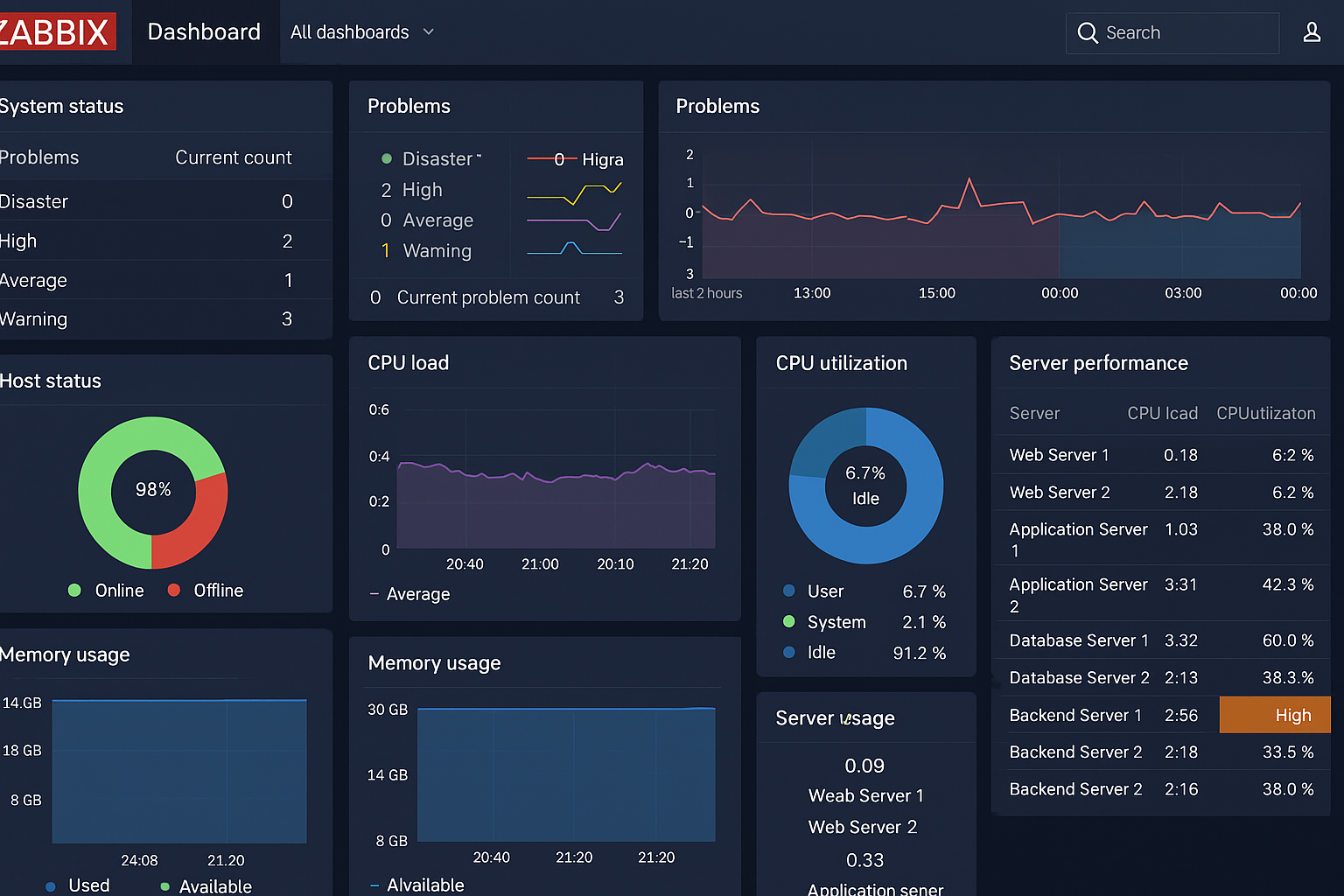Dashboard Zabbix